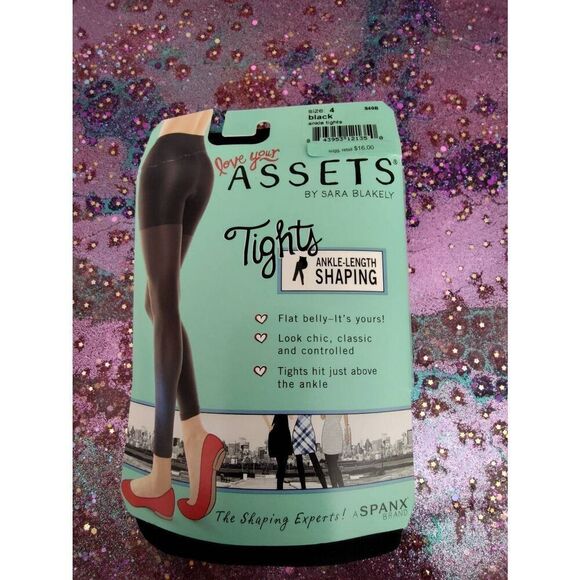 ASSETS BY SARA BLAKELY SPANX BLACK ANKLE LENGTH SHAPING TIGHTS SIZE 4 - Picture 6 of 8
